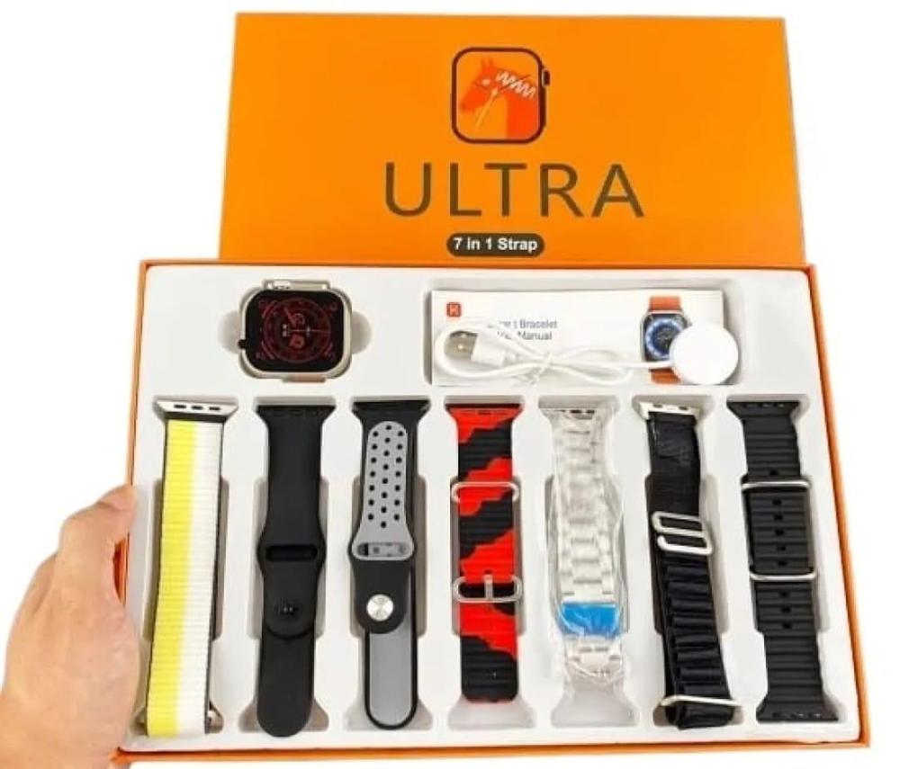 7 in 1 Ultra Smart Watch With 7 Straps And Wireless Charger With Free Delivery