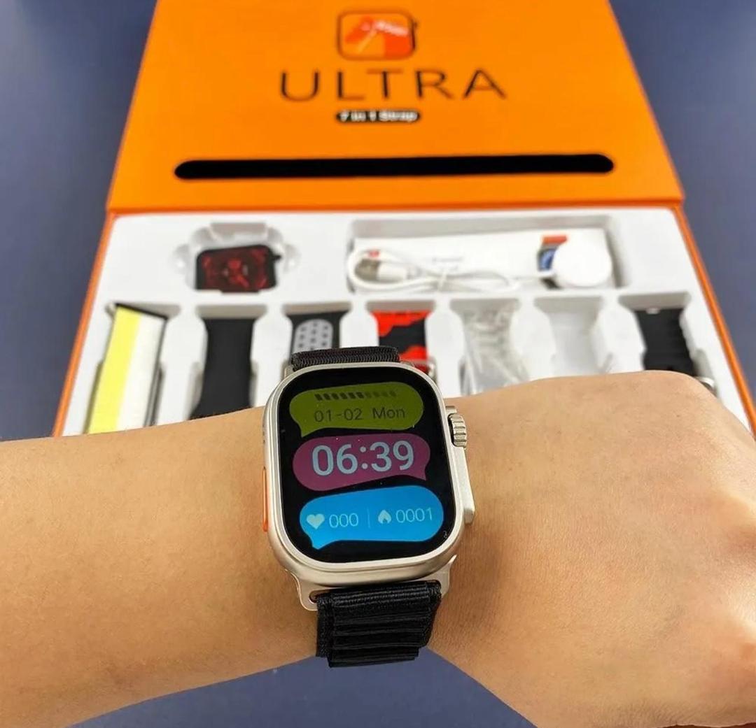 7 in 1 Ultra Smart Watch With 7 Straps And Wireless Charger With Free Delivery