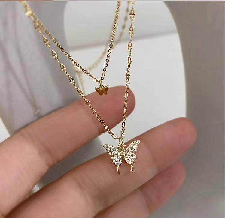 Reflective Double Layered Butterfly Necklace for Women (Free Delivery)