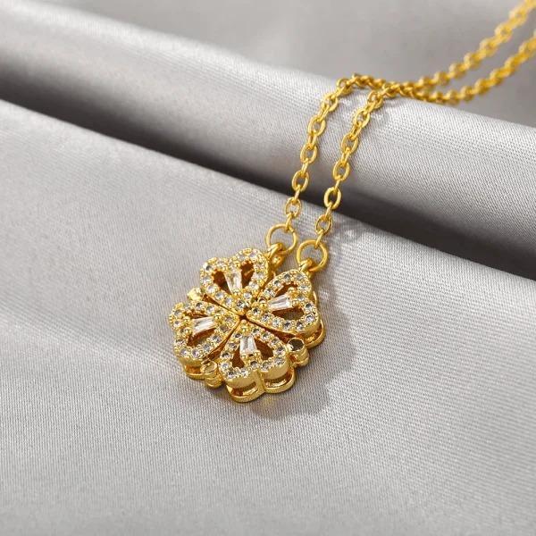 Magnetic Heart Design Gold Plated Necklace Silver & Golden (Free Delivery)
