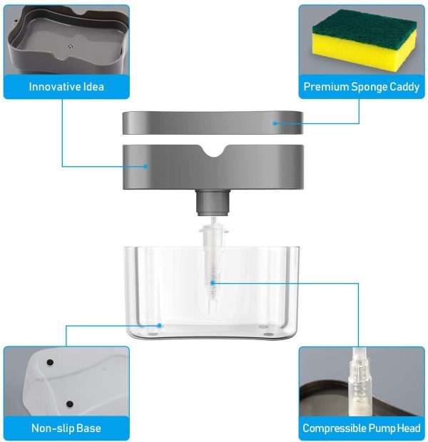 2 in 1 Premium Quality Plastic Soap Dispenser & Sponge Holder Pump (Free Delivery)