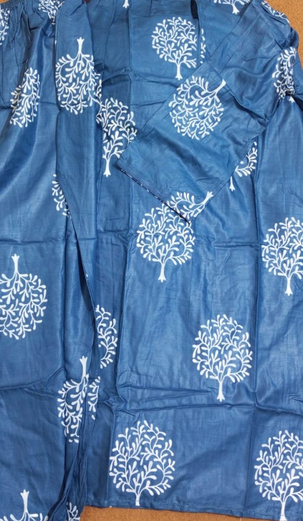 ( Purple) Tree Design Block Print Stitched Suits Casual Wear For Girls (summer Lilen)