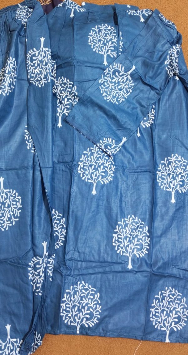 ( Purple) Tree Design Block Print Stitched Suits Casual Wear For Girls (summer Lilen)